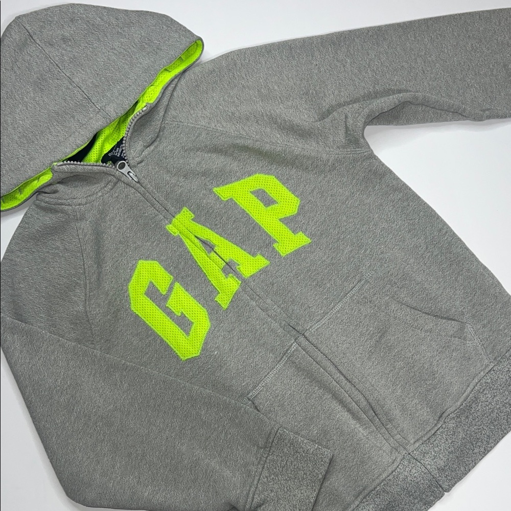 GAP Kids Gray Hoodie with Neon Green Accents